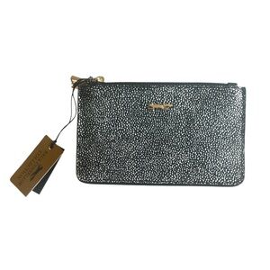 2X HP. PAUL COSTELLOE Genuine Leather Double Top Zipper Wristlet